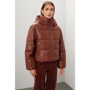 OOF Faux Leather Puffer Jacket